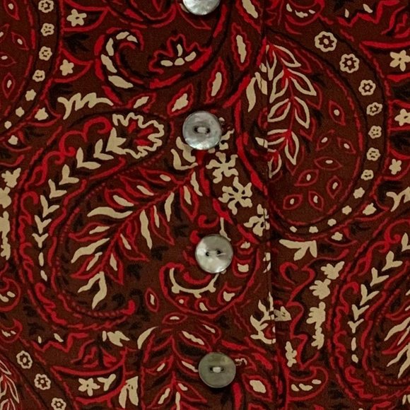 3/$25 Vtg JENNIFER MOORE Silk Paisley Floral Black Pearl Buttons Blouse Top - Picture 7 of 14
